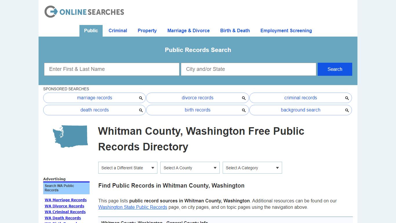Whitman County, Washington Public Records Directory