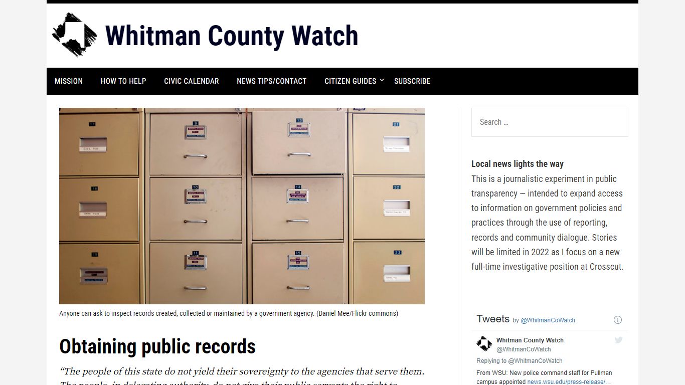 Obtaining public records – Whitman County Watch