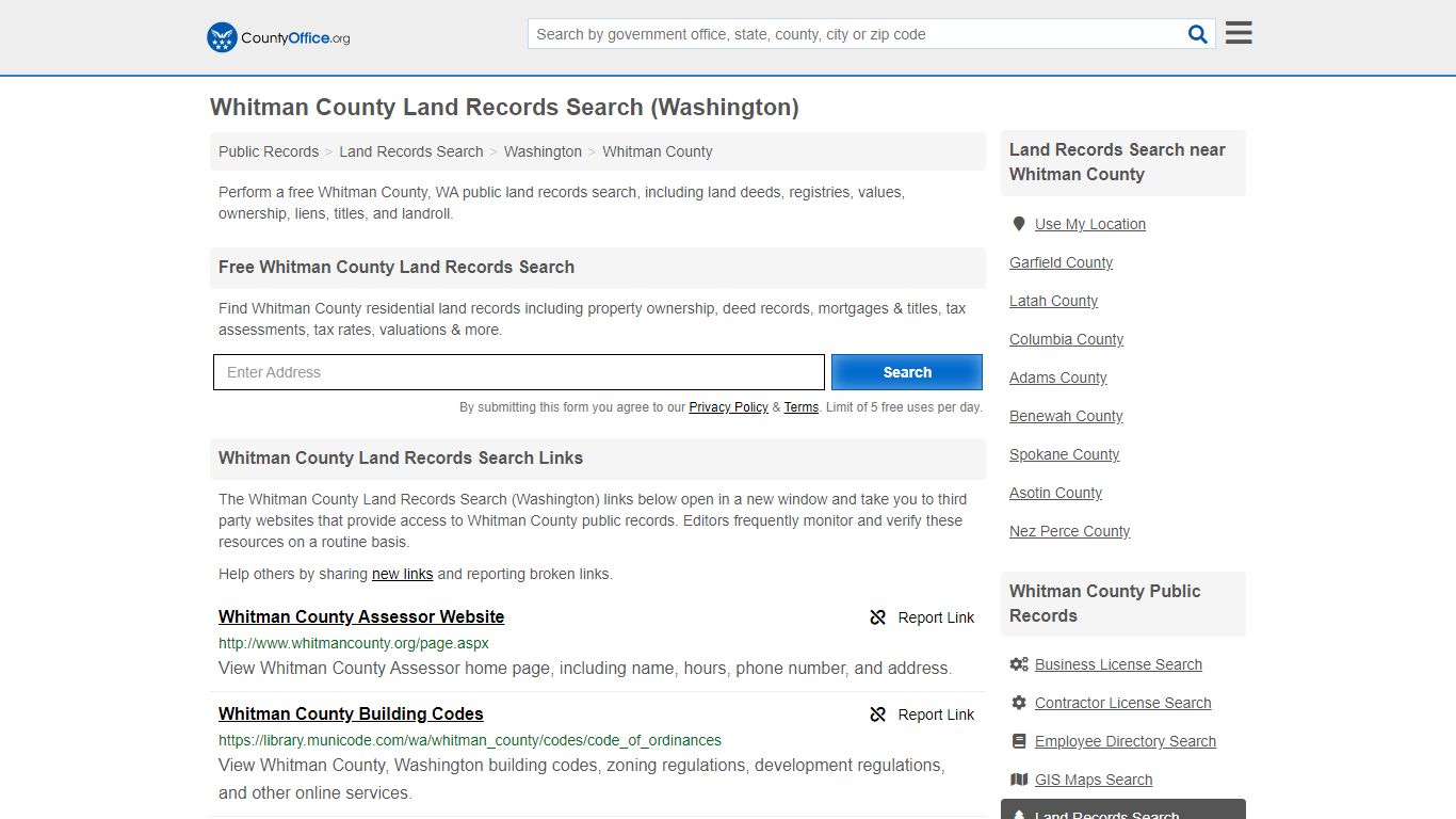 Land Records Search - Whitman County, WA (Deeds, GIS Maps ...